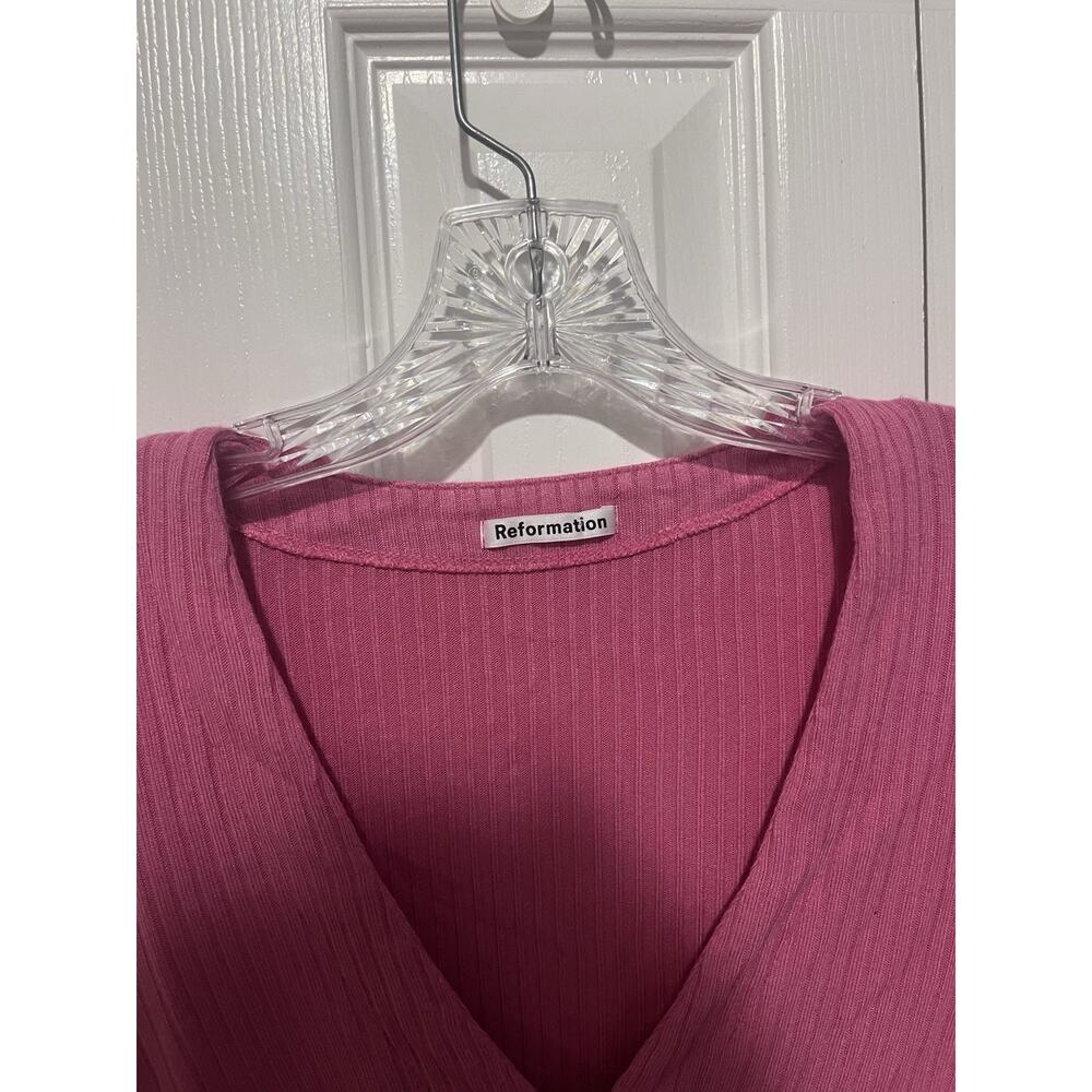 Reformation Gellar Knit Long Sleeve Cardigan Pink Medium - Picture 4 of 5